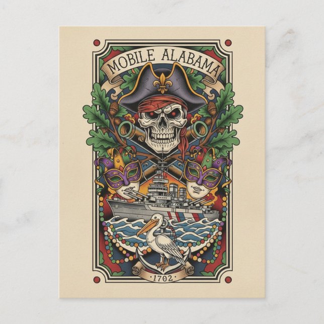 Cartão Postal Mobile Alabama Travel (Frente)