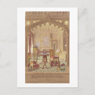 Cartão Postal Mobiliário Gótico de Pugin, por Augustus Charles P