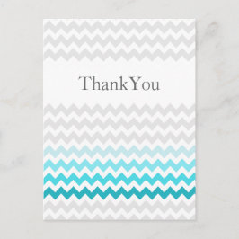 Cartão Postal Mod chevron aqua Casamento Ombre Obrigado