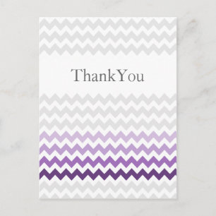 Cartão Postal Mod Chevron roxo Casamento de Ombre Obrigado