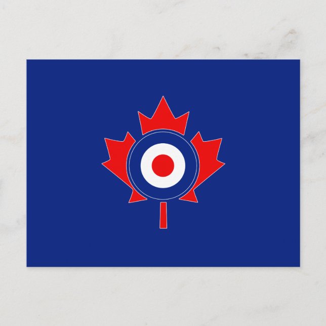 Cartão Postal Mod do rolo de folhas mapeado canadense em azul (Frente)