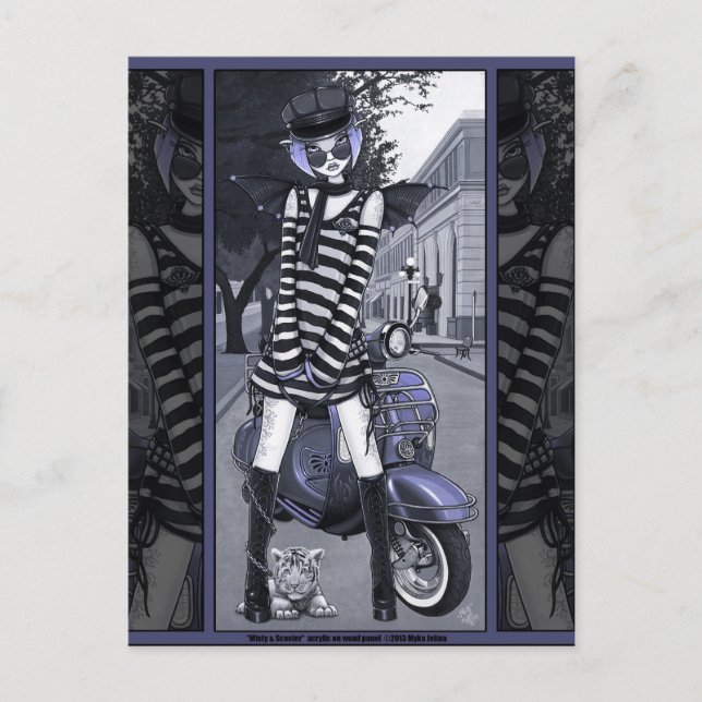 Cartão Postal Mod Moped Urban Fairy Misty (Frente)