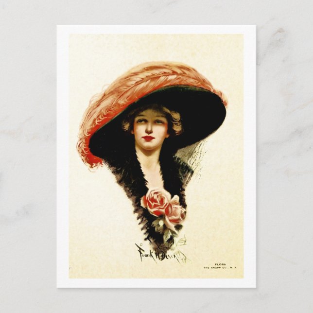 Cartão Postal Moda da vinda, bela senhora (Frente)