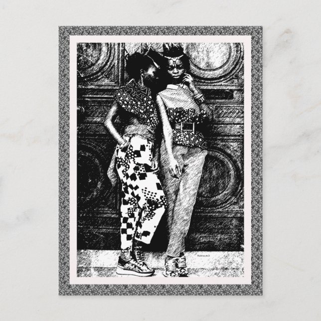 Cartão Postal Moda de Arte Pop da Retro Afro (Frente)
