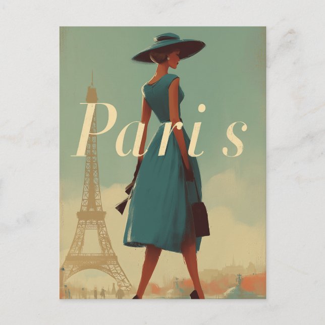 Cartão Postal Moda de colheita de Paris (Frente)