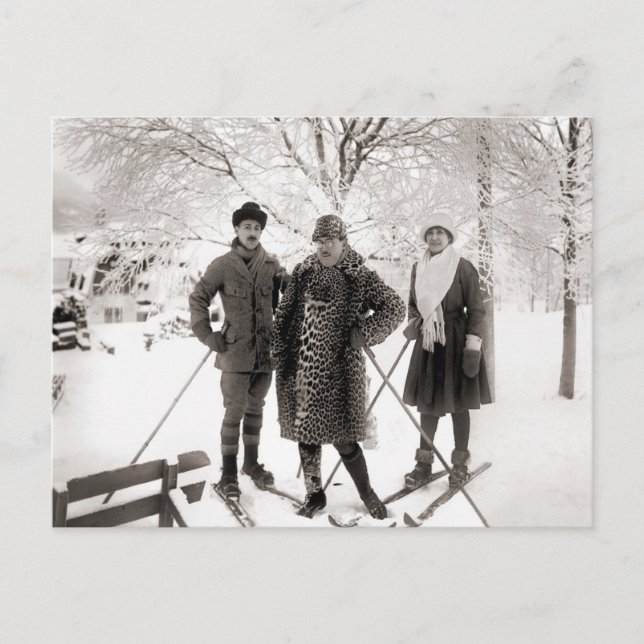 Cartão Postal Moda de esqui Vintage, 1910 (Frente)