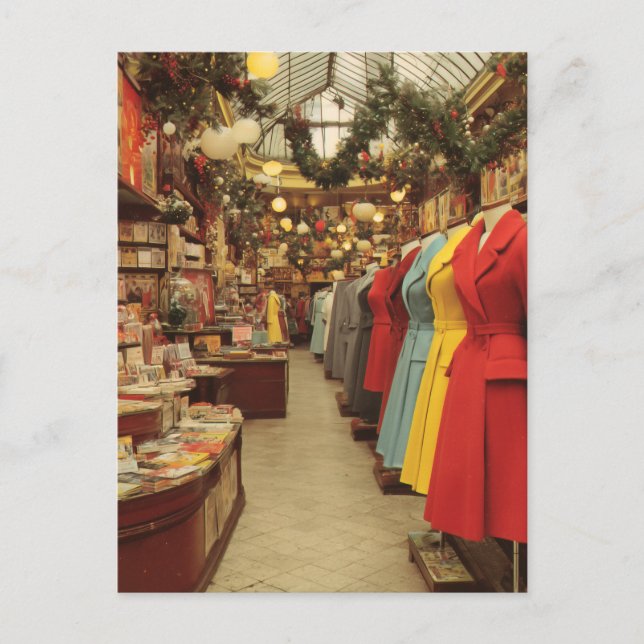 Cartão Postal Moda de Natal Vintage em Arcade (Frente)