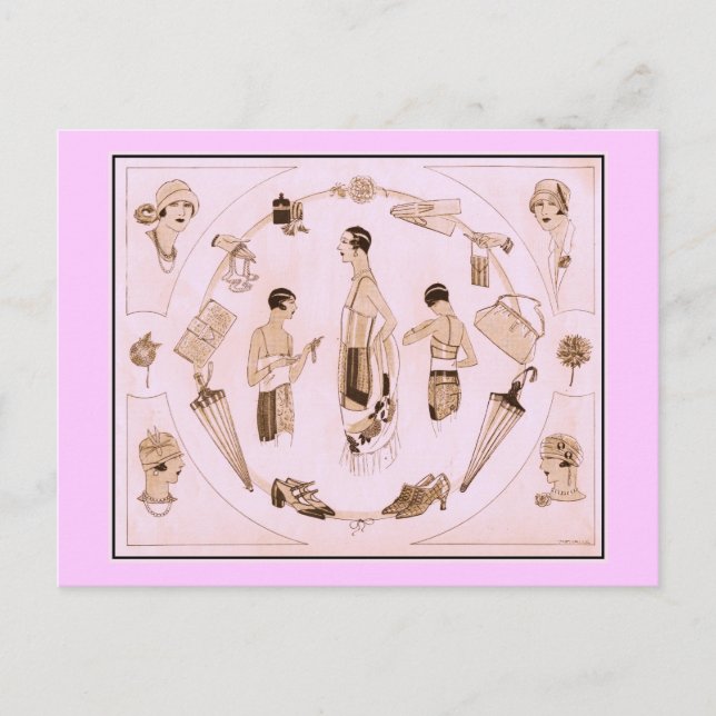 Cartão Postal Moda Elegante de 1920 (Frente)