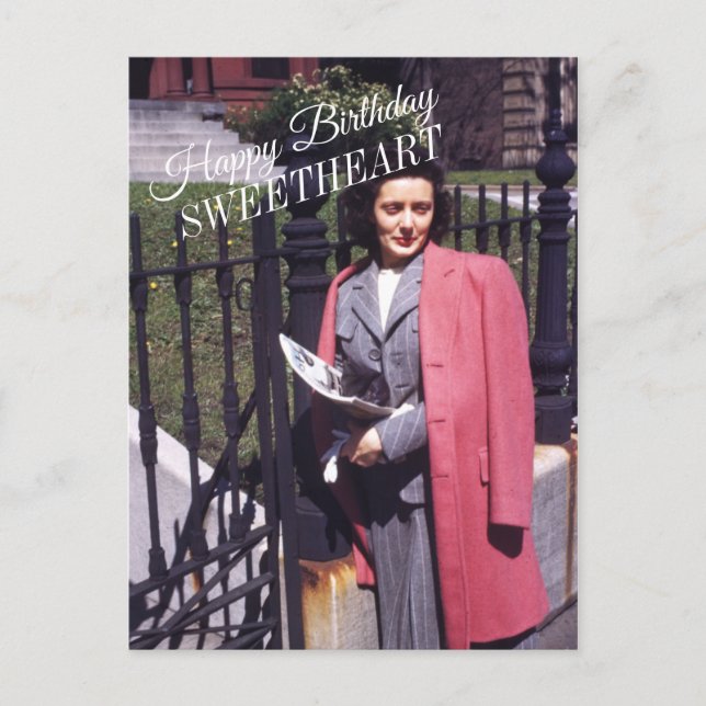 Cartão Postal Moda Feminina de Meados do Século (Frente)