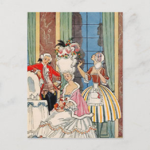 Cartão Postal Moda francesa do século XVIII por George Barbier
