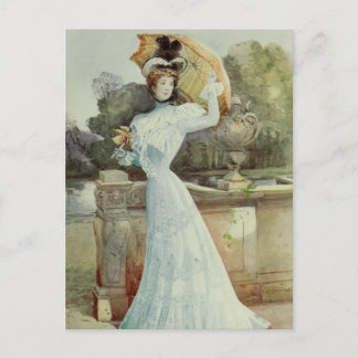 Cartão Postal Moda francesa Lady-Vintage vitoriana - Vestido de 