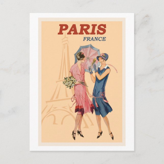 Cartão Postal Moda francesa Paris França Retro Viagem (Frente)