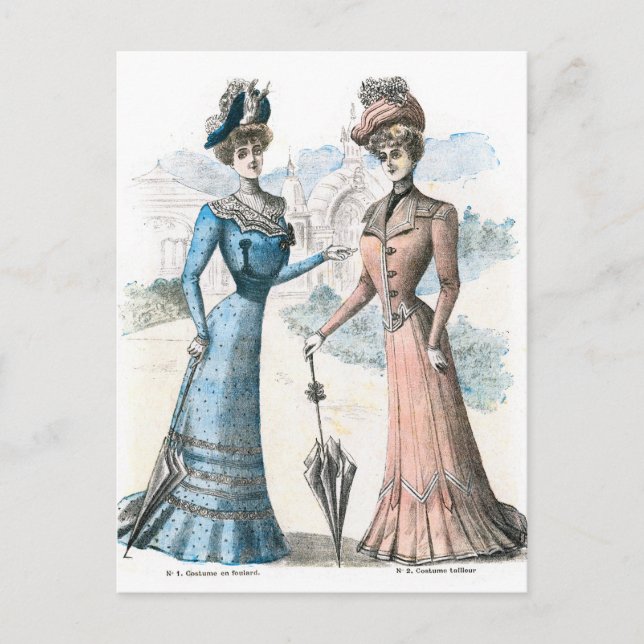 Cartão Postal Moda francesa vitoriana (Frente)