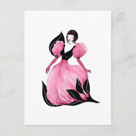 Cartão Postal Moda glamour bela ilustração em aquarela