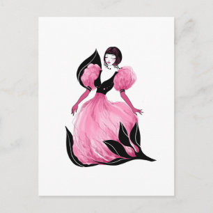 Cartão Postal Moda glamour bela ilustração em aquarela