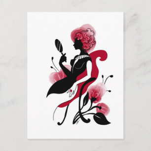 Cartão Postal Moda glamour bela ilustração gráfica