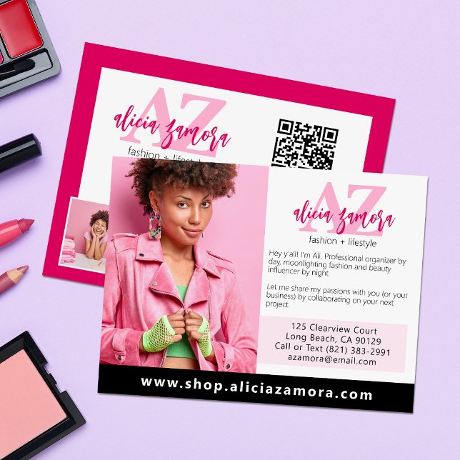 Cartão Postal Moda Magenta Moderna Viva Foto Personalizada de Ma (Criador carregado)