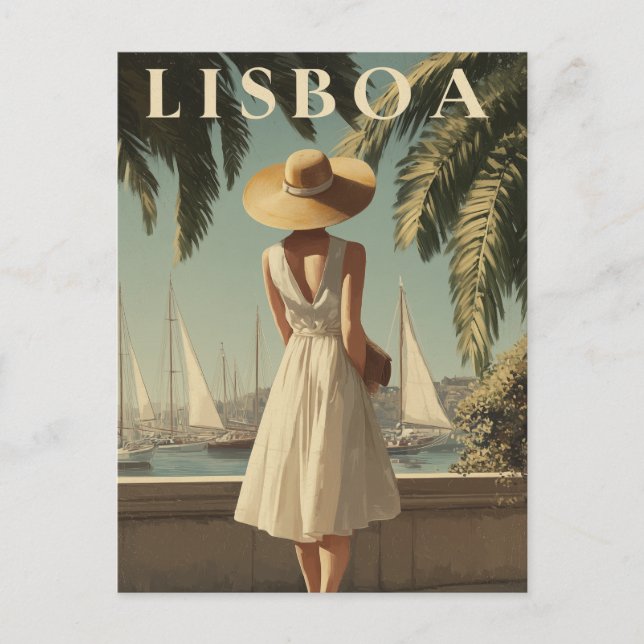 Cartão Postal moda vintage de Lisboa (Frente)