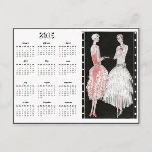 Cartão Postal Moda Vintage dos Anos 1920 Calendário de 2015 Cart