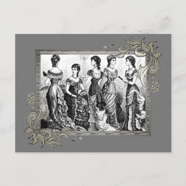 Cartão Postal Modas Vitorianas Pretas E Brancas (Frente)