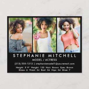 Cartão Postal Modelo Ator Comp Card Blk Postcard - 3 Fotos