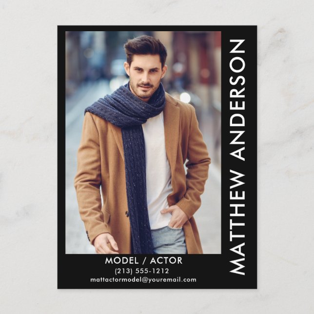Cartão Postal Modelo Ator Comp Card Postcard Blk - Nome Lado (Frente)