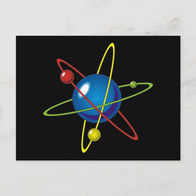 Cartão Postal Modelo Colorido do Átomo (Frente)