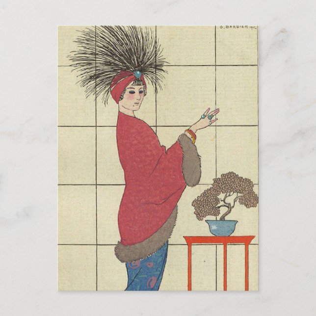 Cartão Postal Modelo com o casaco aparado Fox (Frente)