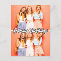 Modelo de 2 fotos personalizável fofo de aniversár