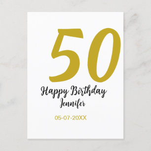 Cartão Postal modelo de 50º aniversário adicionar nome data ano