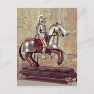 Cartão Postal Modelo de cavalo barrado e cavaleiro, c.1640