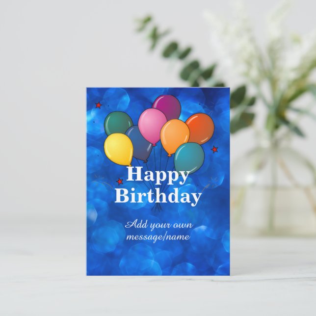Cartão Postal Modelo de Feliz Aniversário, personalize, (Em pé/Frente)