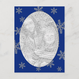 Cartão Postal Modelo de Floco de Neve de Prata Azul