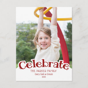 Cartão Postal Modelo de Foto com Texto Personalizado de Celebraç