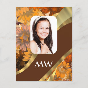 Cartão Postal Modelo de foto floral castanho