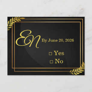 Cartão Postal Modelo de RSVP de Casamento Elegante Moderno Edi