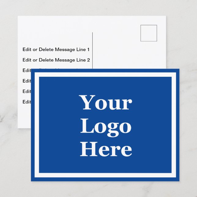 Cartão Postal Modelo de texto azul e branco em 2 lados do logoti (Frente/Verso)