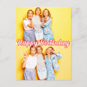 Cartão Postal Modelo Moderno de Aniversário Personalizado com 2 