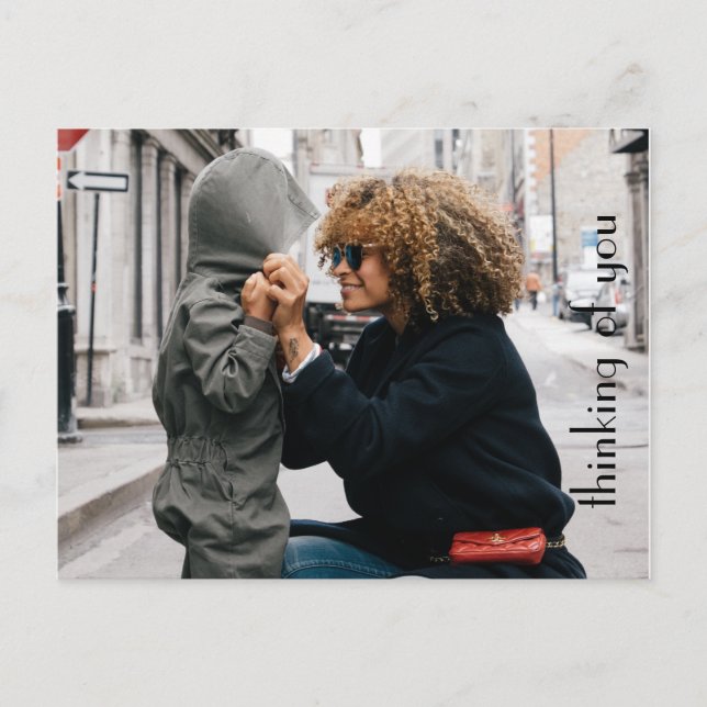 Cartão Postal Modelo Personalizado De Foto "Pensando Em Você" (Frente)