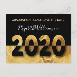 Cartão Postal Modern 2020 Graduação Salva A Data Dourada