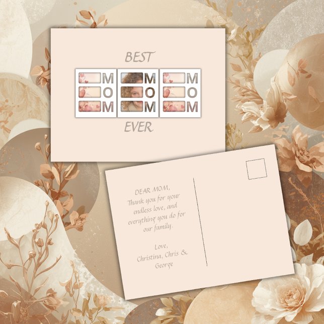 Cartão Postal Modern 3 Photo Grid Moms day Keepsake (Criador carregado)