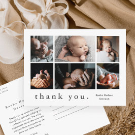 Cartão Postal Modern 6 Photo Collage Baby Obrigado
