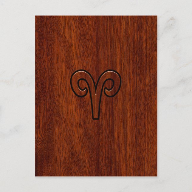 Cartão Postal Modern Aries Símbolo Zodiac em Mahogany como impre (Frente)