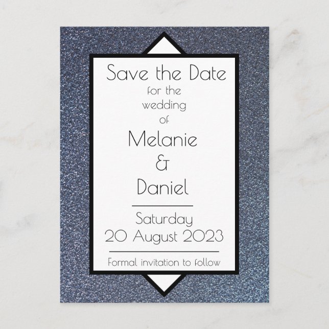 Cartão Postal Modern Art Deco Silver Giltter Salva o Dia (Frente)