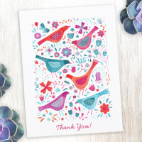 Modern Bird Floral Watercolor Obrigado