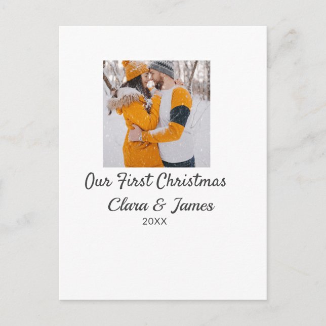 Cartão Postal Modern boho nosso primeiro nome de casal de Natal (Frente)