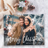 Modern Brush Script Christmas Star Photo