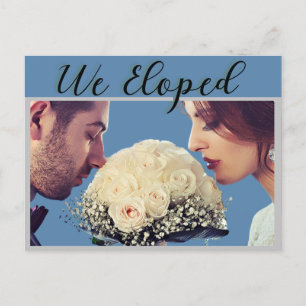 Cartão Postal Modern Dusty Blue Elografamos Anúncio de Casamento