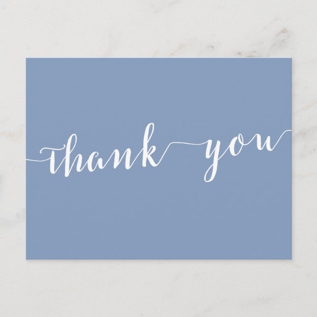 Cartão Postal Modern Dusty Blue Wedding Thank You Postcards (Frente)