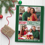 Cartão Postal Modern Felry Christmas Family 2 Photo Green<br><div class="desc">Cartão-postal de Natal Moderno,  Verde e Feriado Vermelho - 2 Fotografias</div>